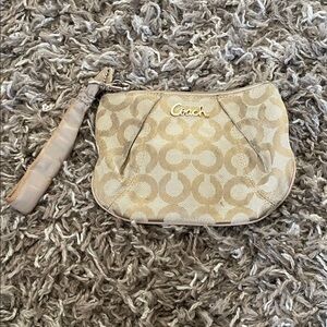 Coach Gold and Cream Signature Wristlet